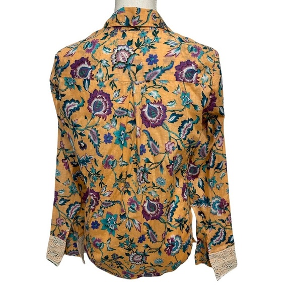 Revolve Pitusa Collared Floral Tie Shirt Multicolor Lace Boho SZ M Crochet NWOT - Picture 11 of 11
